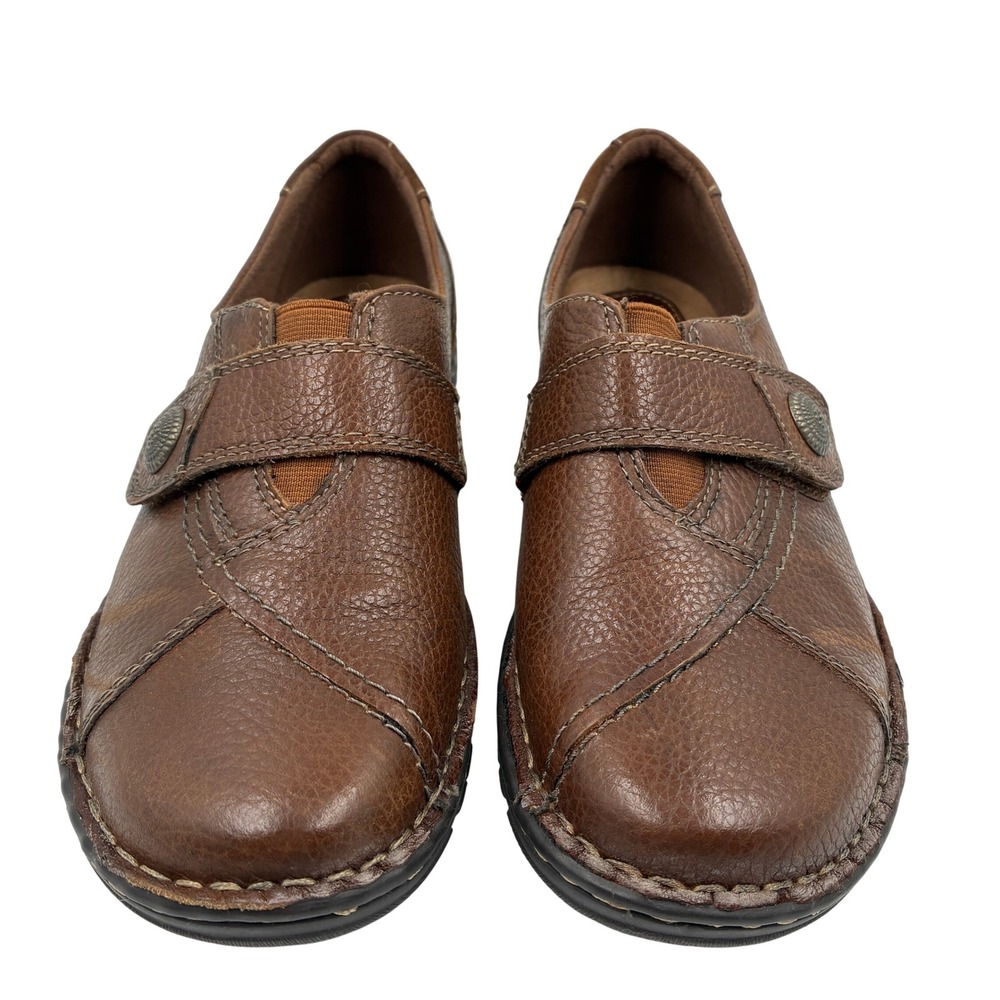 Earth Origins Evelyn Brown Leather Loafers Shoes Womens 9M 2014F Hook Loop Strap - Picture 2 of 16